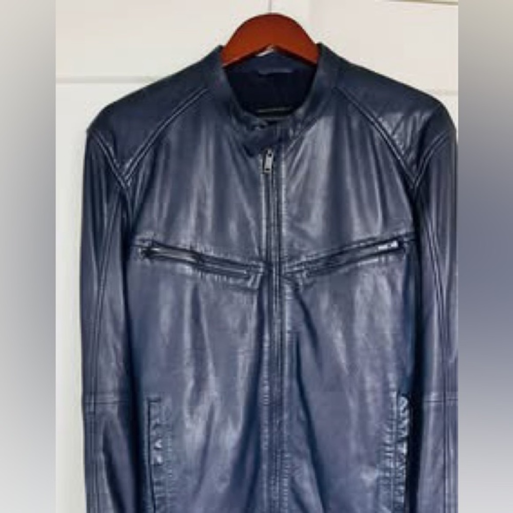 John Varvatos Midnight Blue Moto Leather Jacket